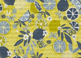 Полотно вафельное 62074-1 Лимоны на жёлтом шир 50 - Интернет-магазин тканей "Сама-швея". Ткани для домашнего текстиля в розницу..