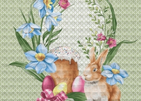 Полотно вафельное 62129-1 Пасхальный кролик выс 62 шир 50 - Интернет-магазин тканей "Сама-швея". Ткани для домашнего текстиля в розницу..
