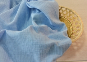 Муслин двухслойный жатый Голубой шир 1,40 - Интернет-магазин тканей "Сама-швея". Ткани для домашнего текстиля в розницу..