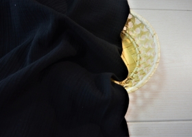 Муслин двухслойный жатый Чёрный шир 1,40 - Интернет-магазин тканей "Сама-швея". Ткани для домашнего текстиля в розницу..
