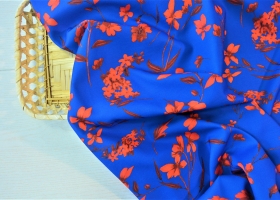 Плательная креп 29103 Цветы на электрик шир 1,45 - Интернет-магазин тканей "Сама-швея". Ткани для домашнего текстиля в розницу..