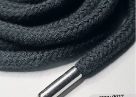 Шнур хлопок круглый 0027 Тёмно-серый наконечник металл 7 мм длина 120 см - Интернет-магазин тканей "Сама-швея". Ткани для домашнего текстиля в розницу..